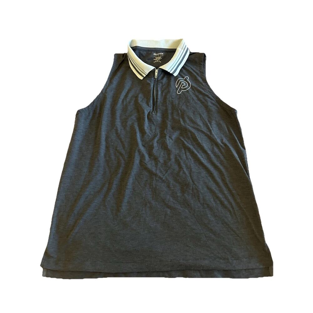 Peloton SU221 Womens Sz Large Golf Tank Heather Blue Golf Top 1/4 Zip Sleeveless